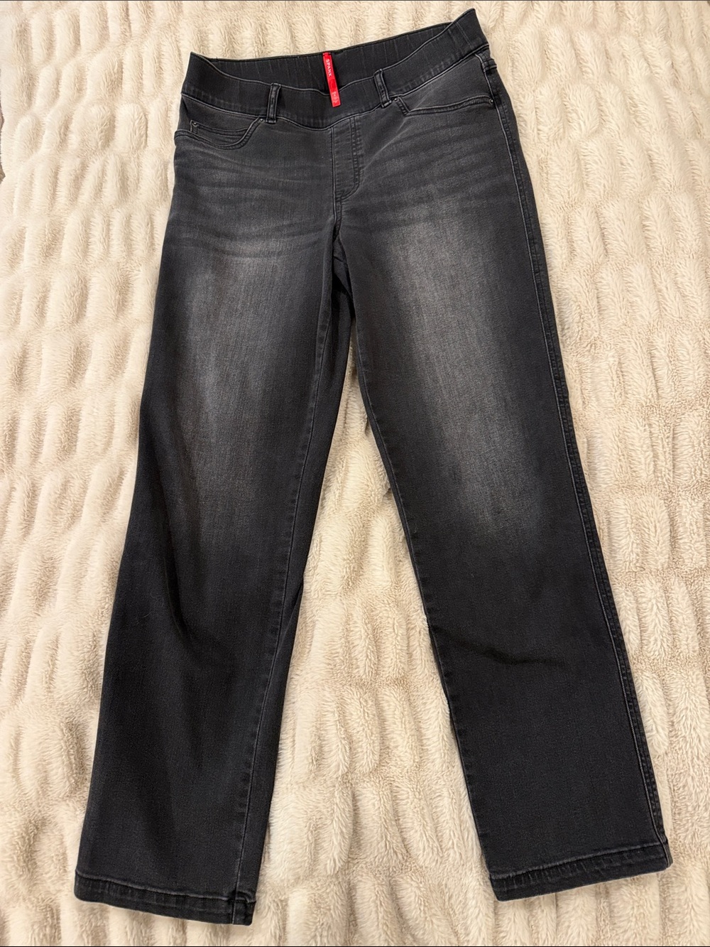 SPANX Women's Straight-Leg Jeans in Washed Black
